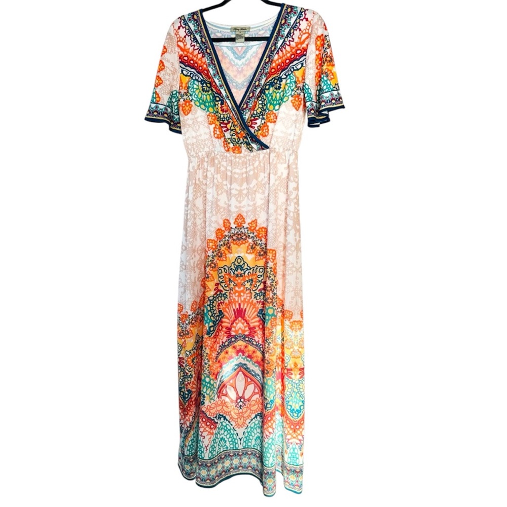Bohemian Multicolor Maxi Summer Dress Festival Hippie Cottage Size Medium - Picture 5 of 6